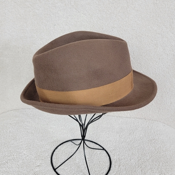 Home Prefer Men's Tan Wool Felt Short Brim Fedora Winter Warm Hat Sz Large - Picture 2 of 10